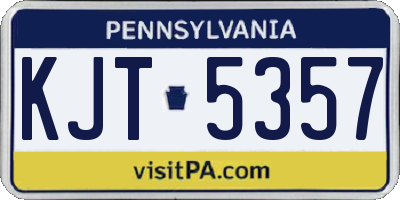 PA license plate KJT5357