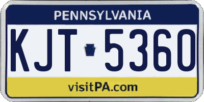 PA license plate KJT5360