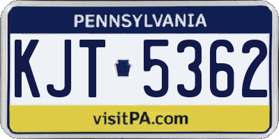 PA license plate KJT5362
