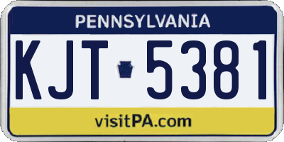 PA license plate KJT5381