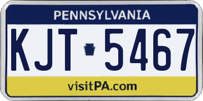 PA license plate KJT5467