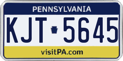 PA license plate KJT5645