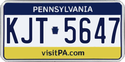 PA license plate KJT5647