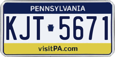 PA license plate KJT5671