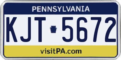 PA license plate KJT5672