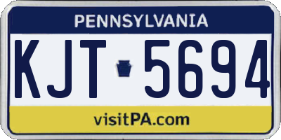 PA license plate KJT5694