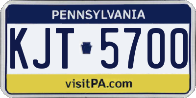 PA license plate KJT5700