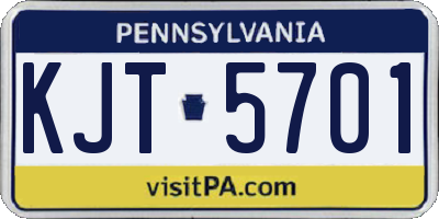 PA license plate KJT5701