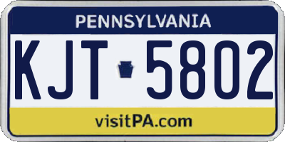 PA license plate KJT5802