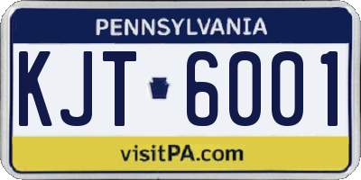PA license plate KJT6001