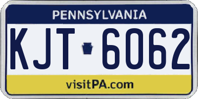 PA license plate KJT6062