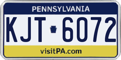 PA license plate KJT6072