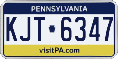 PA license plate KJT6347