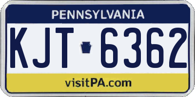 PA license plate KJT6362