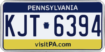 PA license plate KJT6394