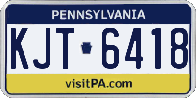 PA license plate KJT6418