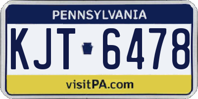 PA license plate KJT6478