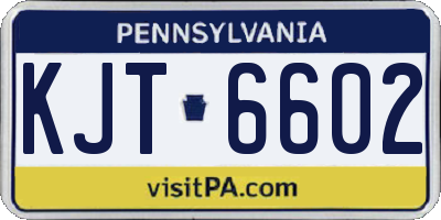 PA license plate KJT6602