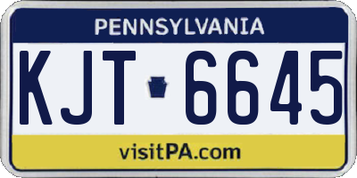PA license plate KJT6645