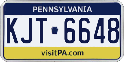 PA license plate KJT6648