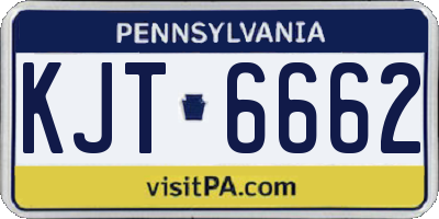 PA license plate KJT6662