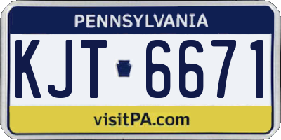 PA license plate KJT6671