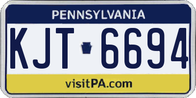 PA license plate KJT6694