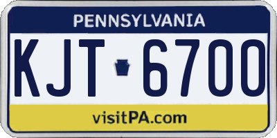 PA license plate KJT6700