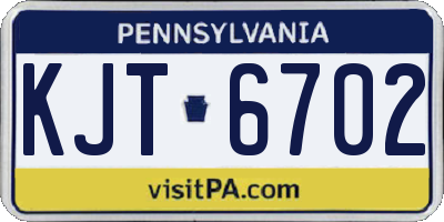 PA license plate KJT6702