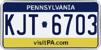 PA license plate KJT6703