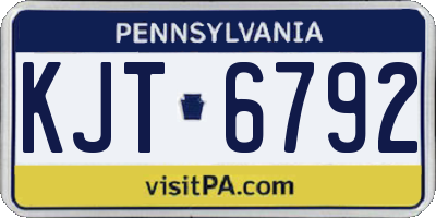 PA license plate KJT6792