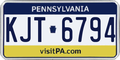 PA license plate KJT6794