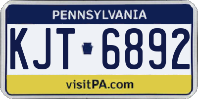 PA license plate KJT6892