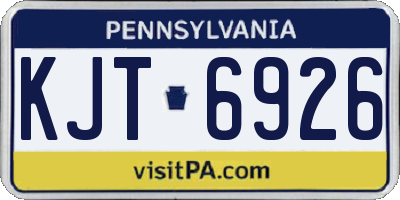 PA license plate KJT6926