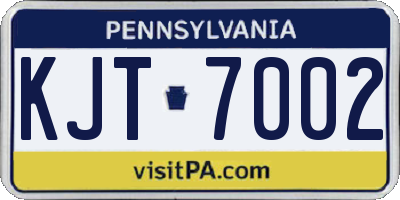 PA license plate KJT7002