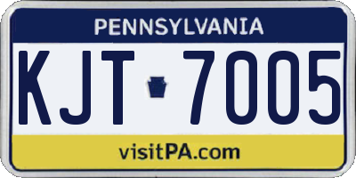 PA license plate KJT7005