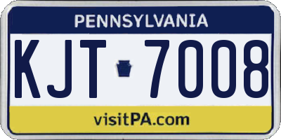 PA license plate KJT7008