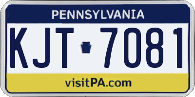 PA license plate KJT7081