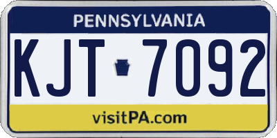PA license plate KJT7092