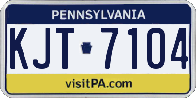 PA license plate KJT7104