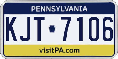 PA license plate KJT7106