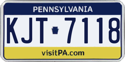 PA license plate KJT7118