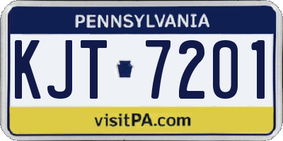 PA license plate KJT7201