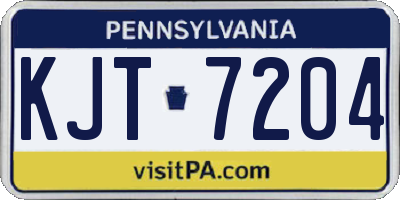 PA license plate KJT7204