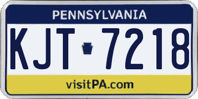 PA license plate KJT7218