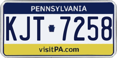 PA license plate KJT7258