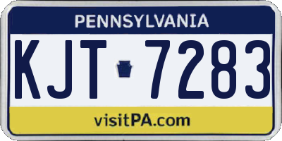 PA license plate KJT7283