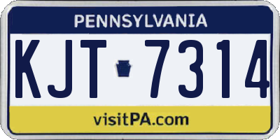 PA license plate KJT7314