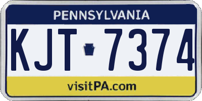 PA license plate KJT7374