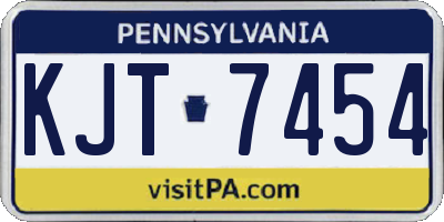 PA license plate KJT7454